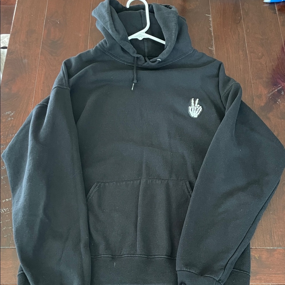 Black Hoodie with Embroidered Detail Youth size Large